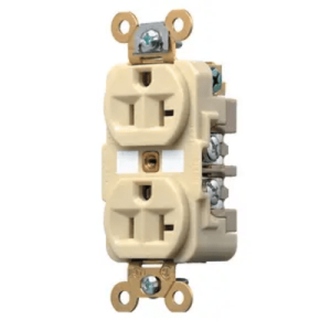Contacto Dúplex 20 A 125 V / 2 Polos 3 Hilos / Color Marfil /Nema 5-20R /Grado Industrial.