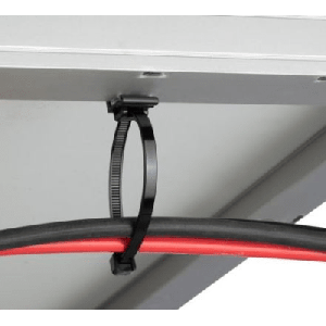 Cincho de Nylon 6.6 Solar Clip, 188mm largo x 14mm ancho, Color Negro, Exterior Resistente a Rayos UV, Paquete de 100pz