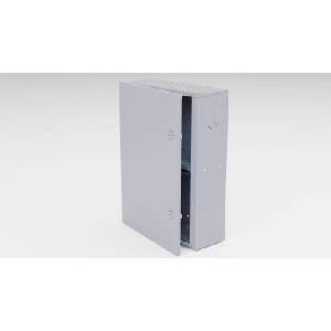 Gabinete para instalación de 2 Baterías , Fabricado en Lámina Galvanizada, Accesorios para poste (No incluidos)